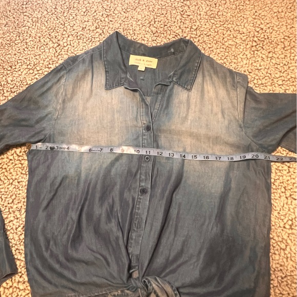 Cloth and Stone denim look distressed button shirt - Picture 3 of 7